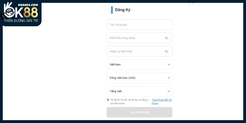 Bạn đăng ký tài khoản trên OK88 thành công nhanh chóng